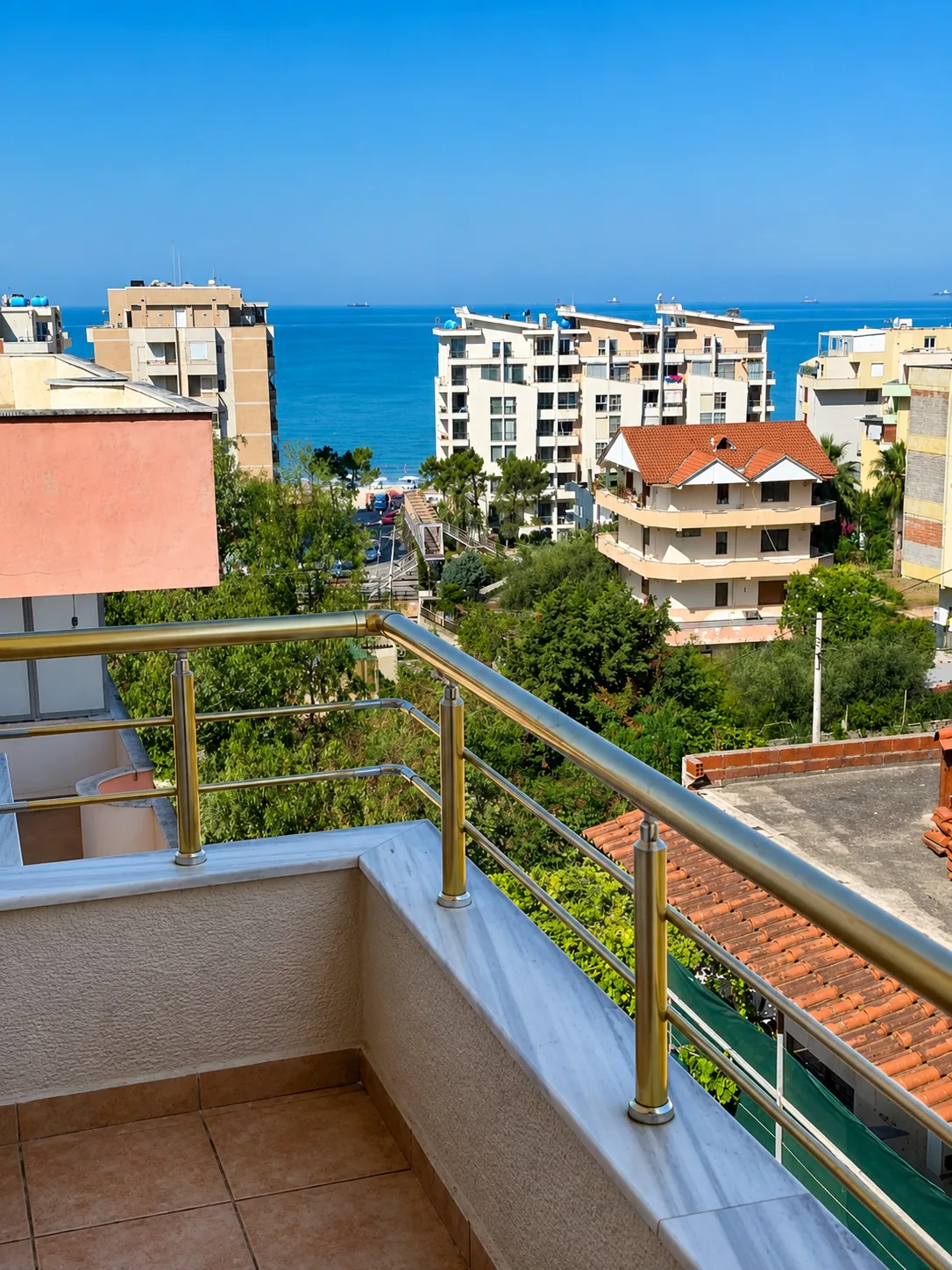 Daytime sea view from an apartment balcony