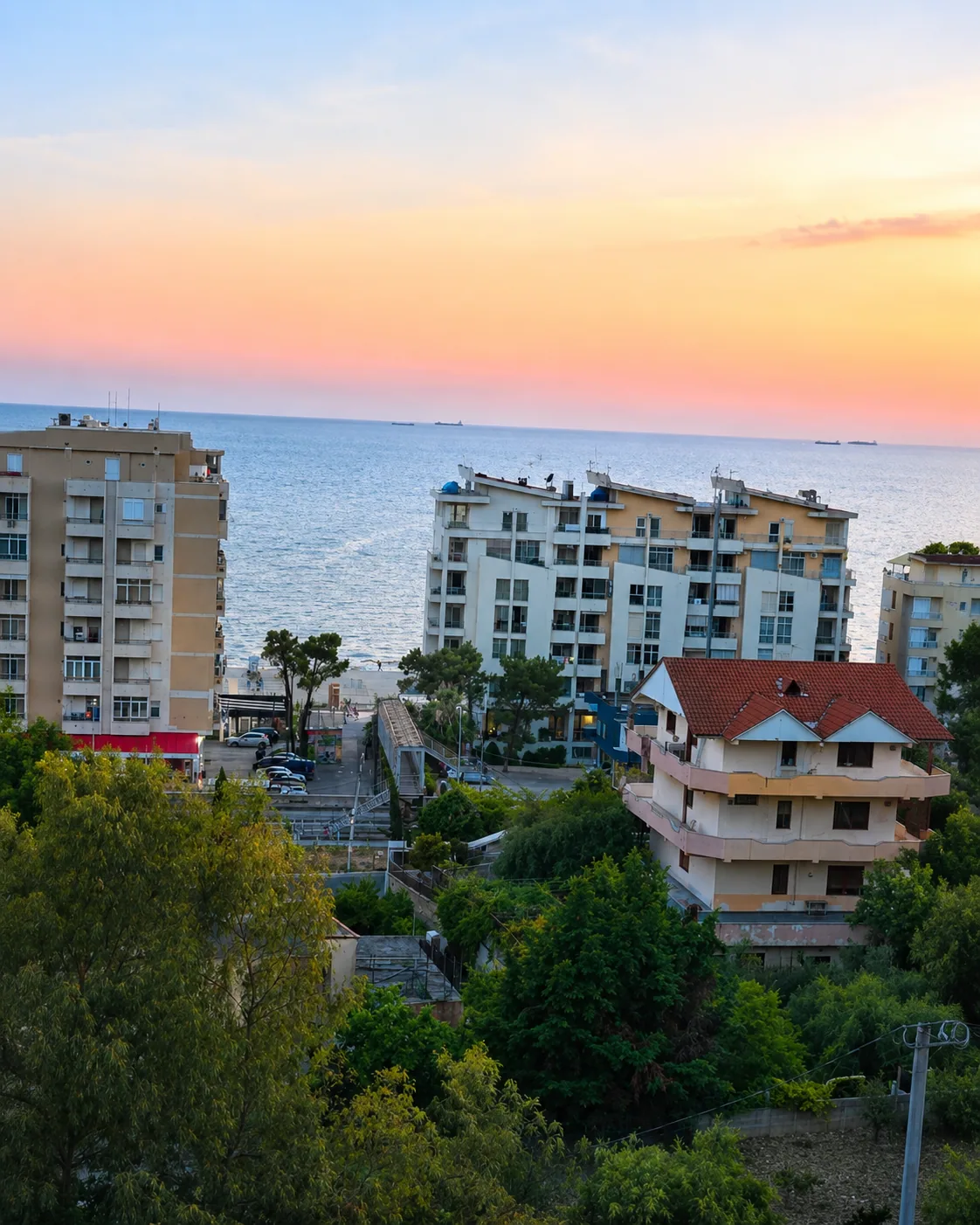 Sunset over the sea from Durrës