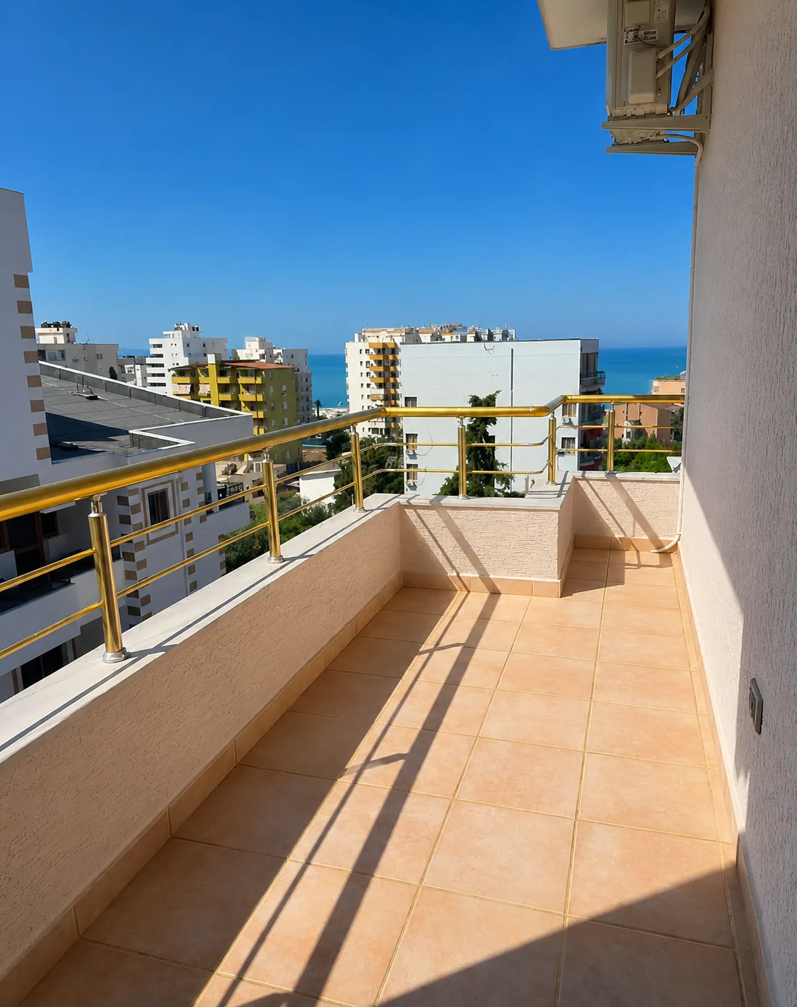 Sunny balcony with a view toward the Adriatic Sea