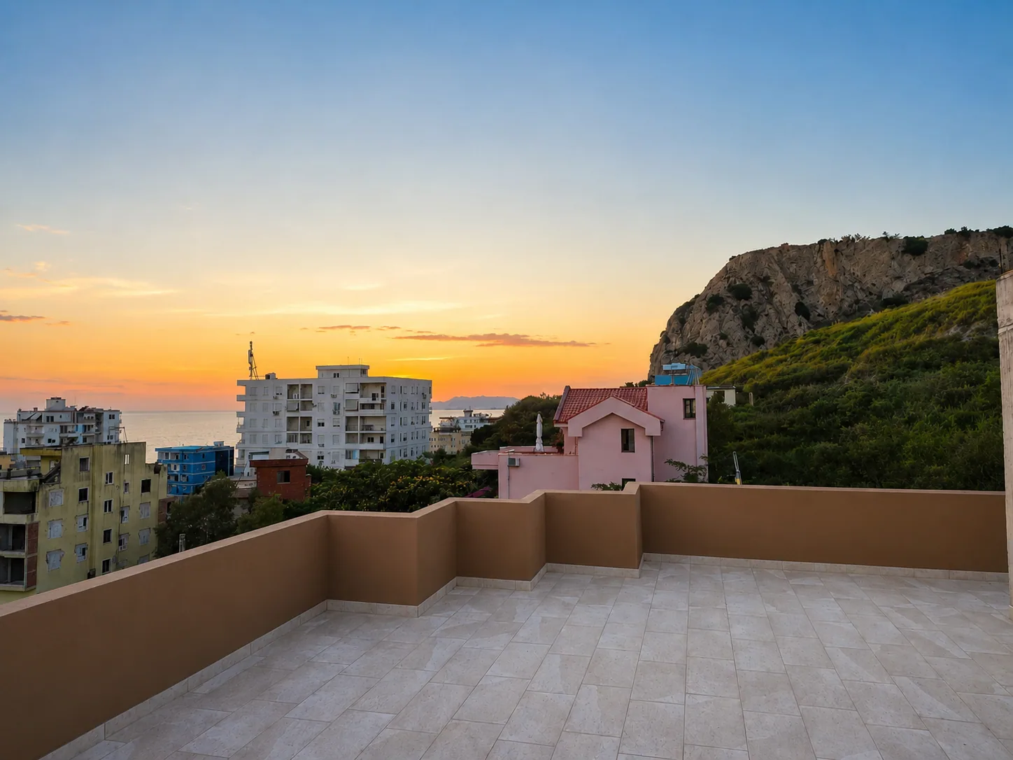 Sunset sea view from the terrace near Eldo Apartments